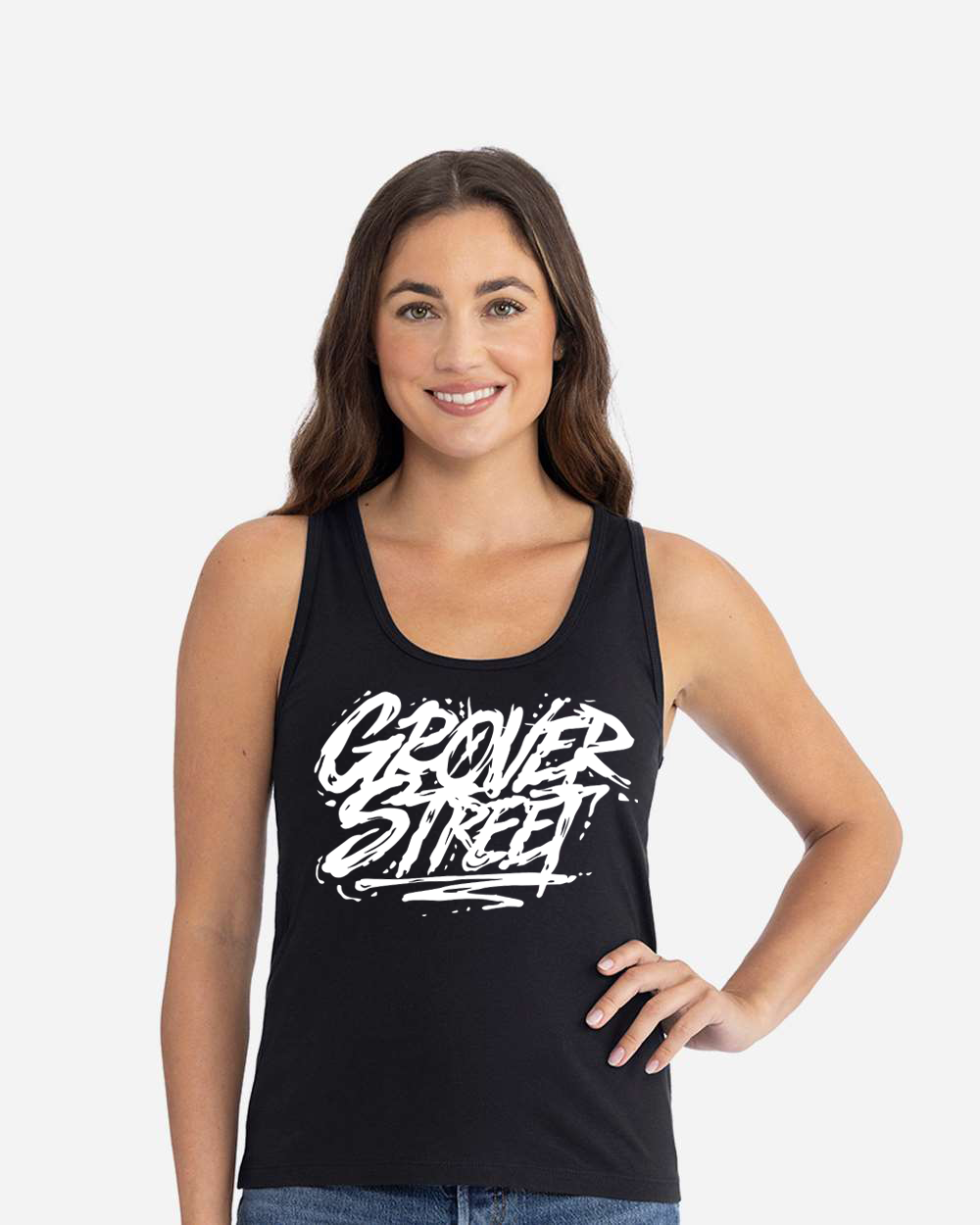 Grover Street Stacked Logo Women's Muscle Tee