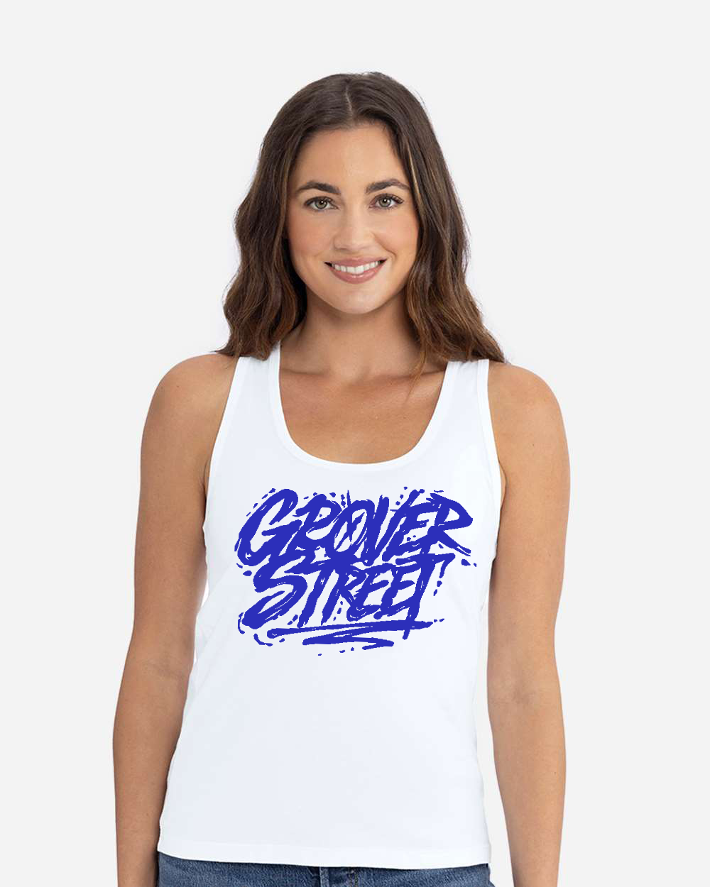Grover Street Stacked Logo Women's Muscle Tee